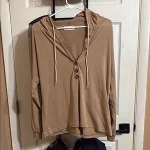 Tan Button-Up Women's Hoodie